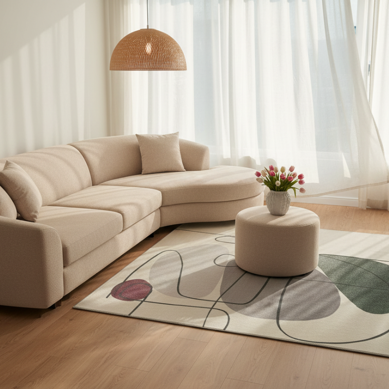 定番北欧風3Dデザインのウィルトン織カーペット（Zen Echo）